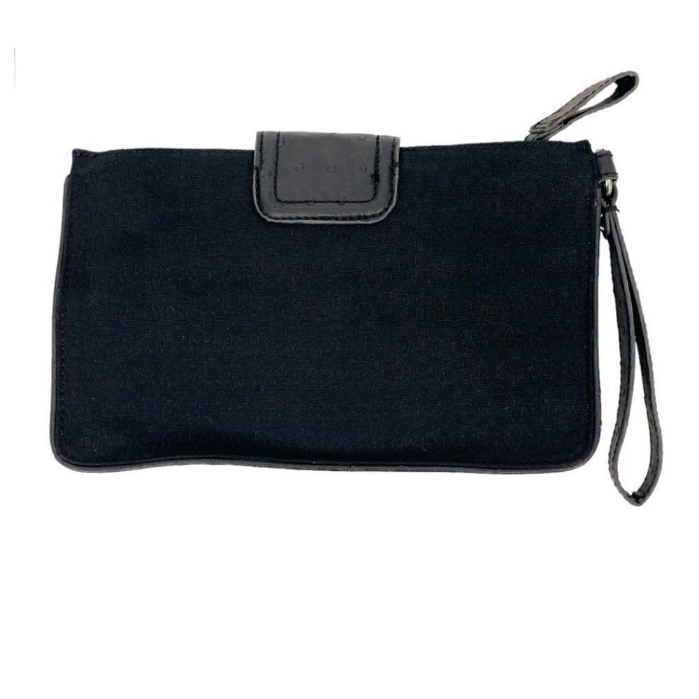 Guess Black Monogram Canvas Large Wristlet Clutch Bag - Picture 2 of 11